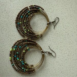 Anthropologie Brown and Gold Beaded Earrings